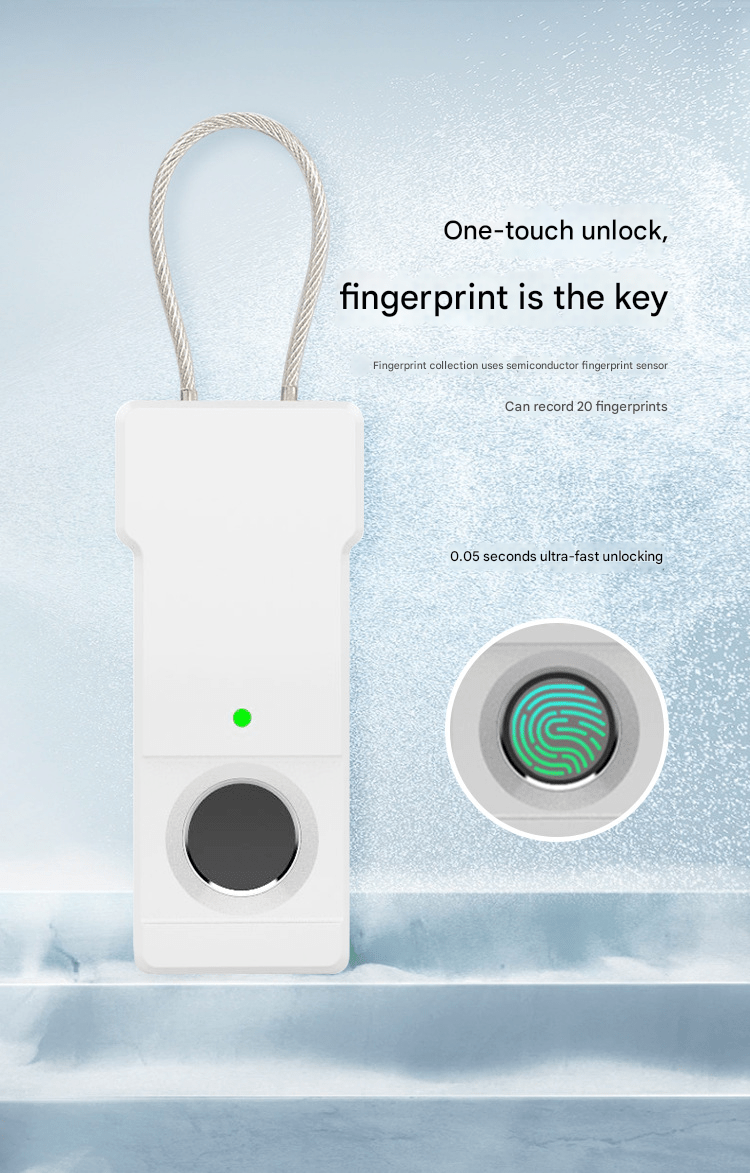 Smart Fingerprint Padlock,Alloy Steel Body,50g Lightweight 0.3s Unlock,IP65 Waterproof,180 - Day Battery - URANBATO