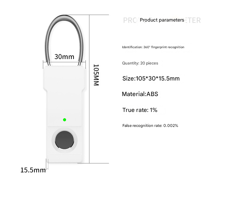 Smart Fingerprint Padlock,Alloy Steel Body,50g Lightweight 0.3s Unlock,IP65 Waterproof,180 - Day Battery - URANBATO