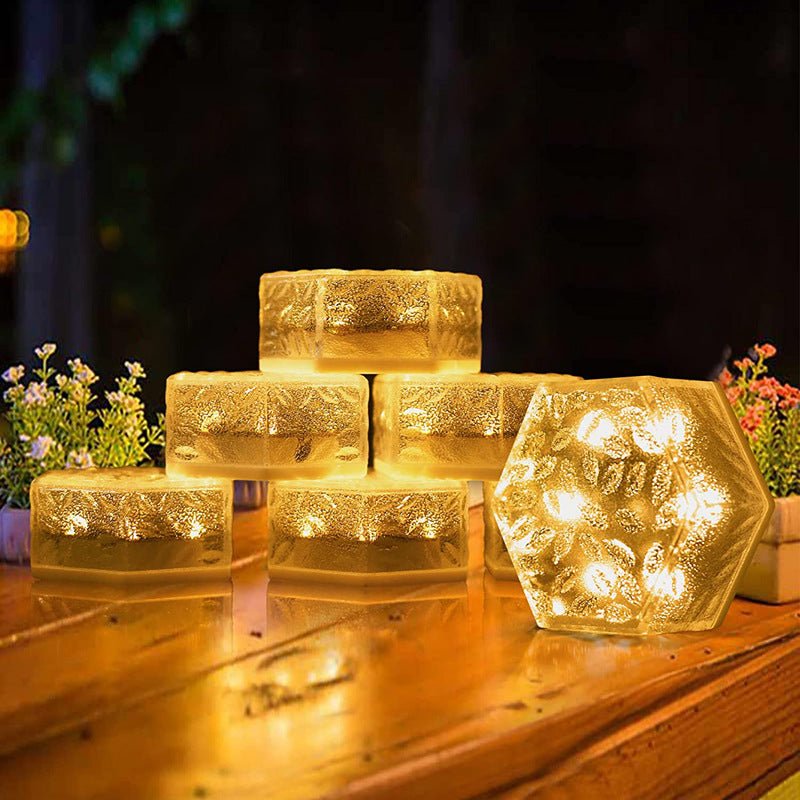 Solar Ice Brick Light,0.2W Energy Alchemy,IP65 Stormproof 22 Ice Matrix Styles,APP Color Orchestra, - 30℃ Glacier Glow - URANBATO