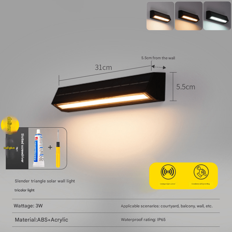 Solar Wall Light,IP65 Waterproof,Multi - Size Options,Auto Dusk - to - Dawn LED Energy Saving,12 - 16H Runtime,50,000H Long Lifespan - URANBATO