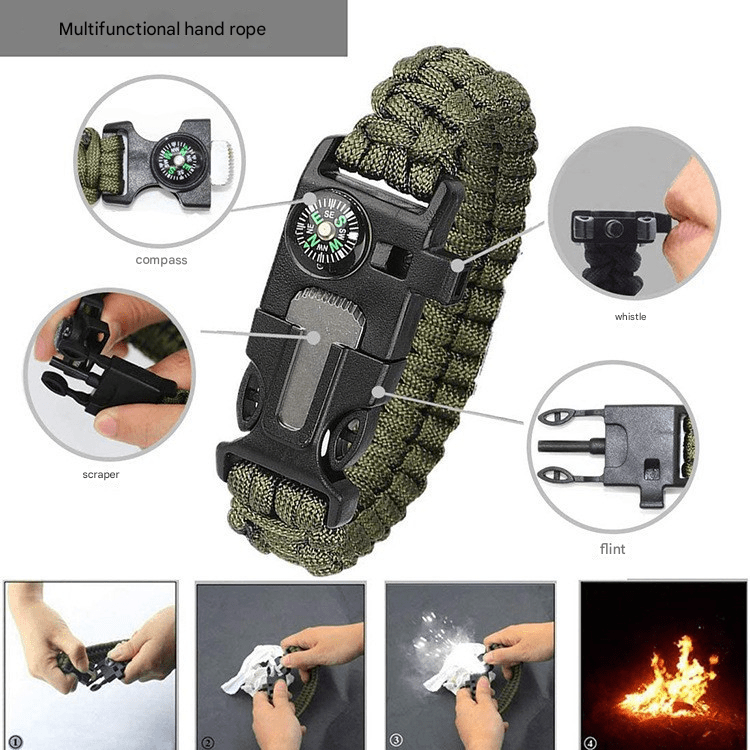 SOS wilderness survival equipment, 13 - piece outdoor multi - function tool set, adventure self - defense first aid supplies, flint/blow torch/cutlery knife/wire saw/first aid blanket/high - intensity flashlight/military card knife - URANBATO
