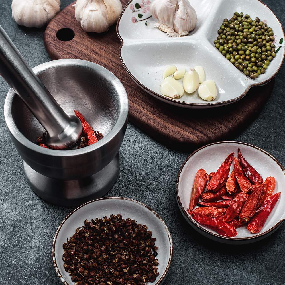 Stainless steel mortar, household manual grinder, garlic masher, metal mortar garlic masher - URANBATO