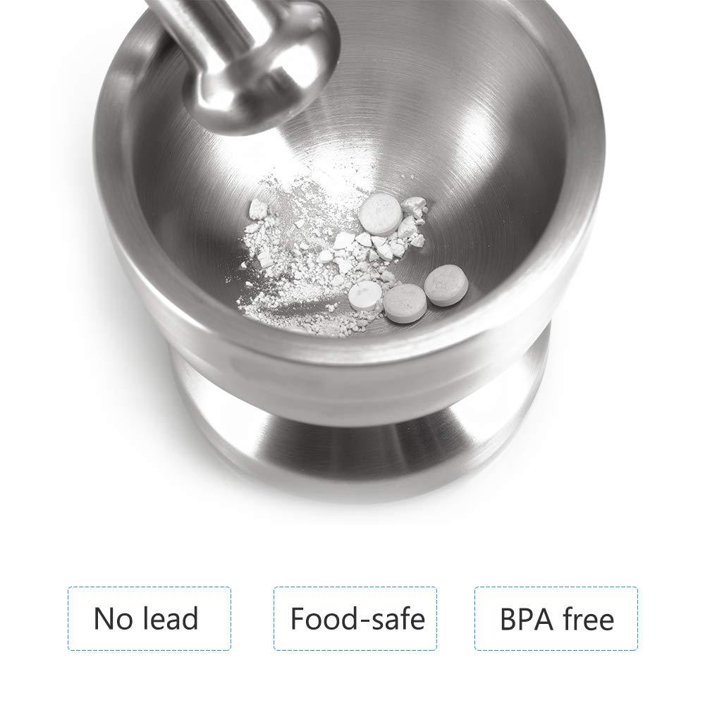 Stainless steel mortar, household manual grinder, garlic masher, metal mortar garlic masher - URANBATO