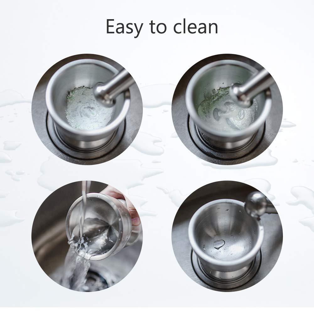 Stainless steel mortar, household manual grinder, garlic masher, metal mortar garlic masher - URANBATO