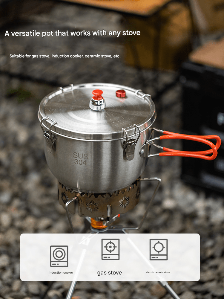 Stainless steel Safety Cooker,2500ml Express Cooking,1300g Alpine Tank,Military - Grade Safety,115℃ Boiling Point - URANBATO