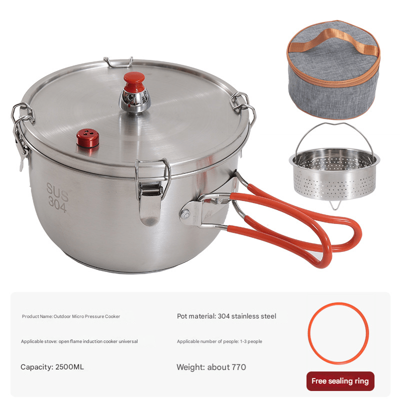Stainless steel Safety Cooker,2500ml Express Cooking,1300g Alpine Tank,Military - Grade Safety,115℃ Boiling Point - URANBATO