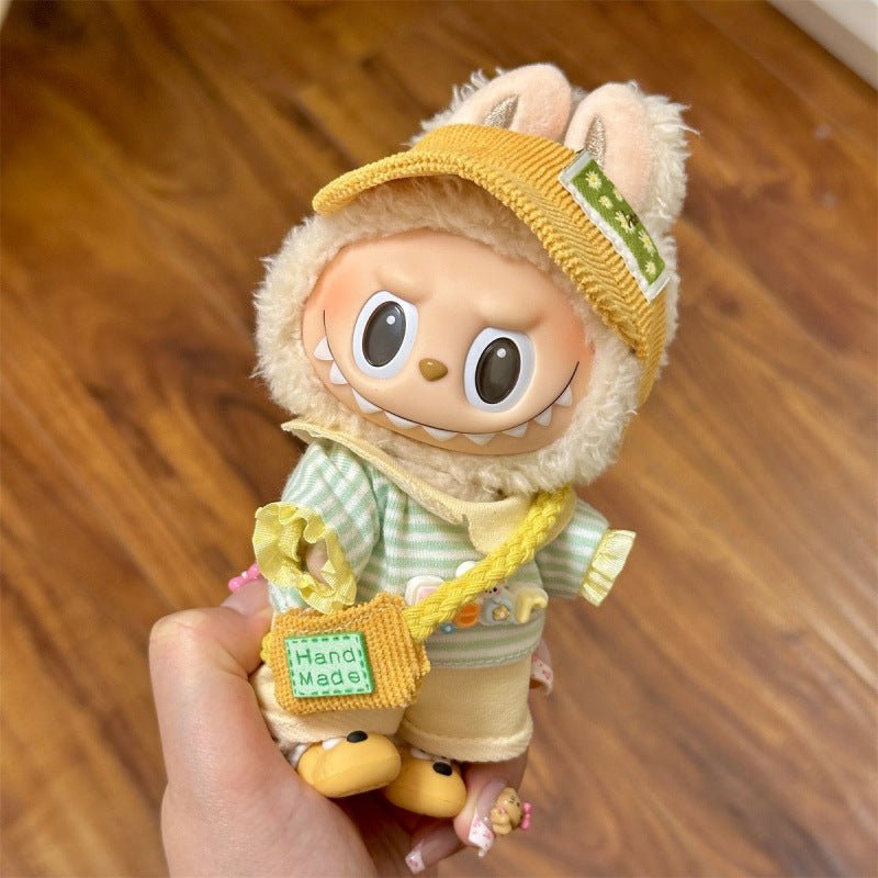 Summer style 17cm Labubu doll clothes pull cloth pendant first generation second generation vinyl doll clothing set - URANBATO