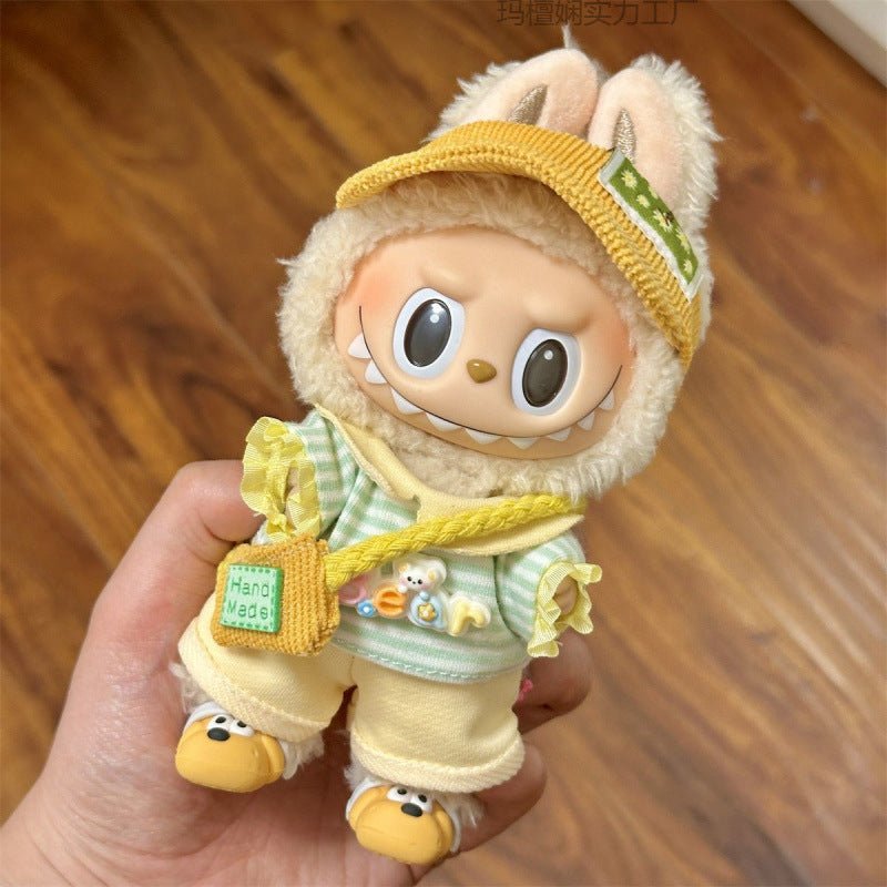 Summer style 17cm Labubu doll clothes pull cloth pendant first generation second generation vinyl doll clothing set - URANBATO