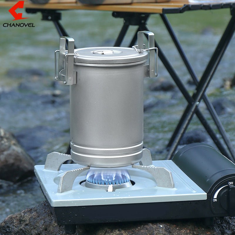 TitanFlame Camp Pot,304 Stainless Fortress,600g Ultralight 3 - Min Boil,Foldable,Backpacker's Kitchen - URANBATO