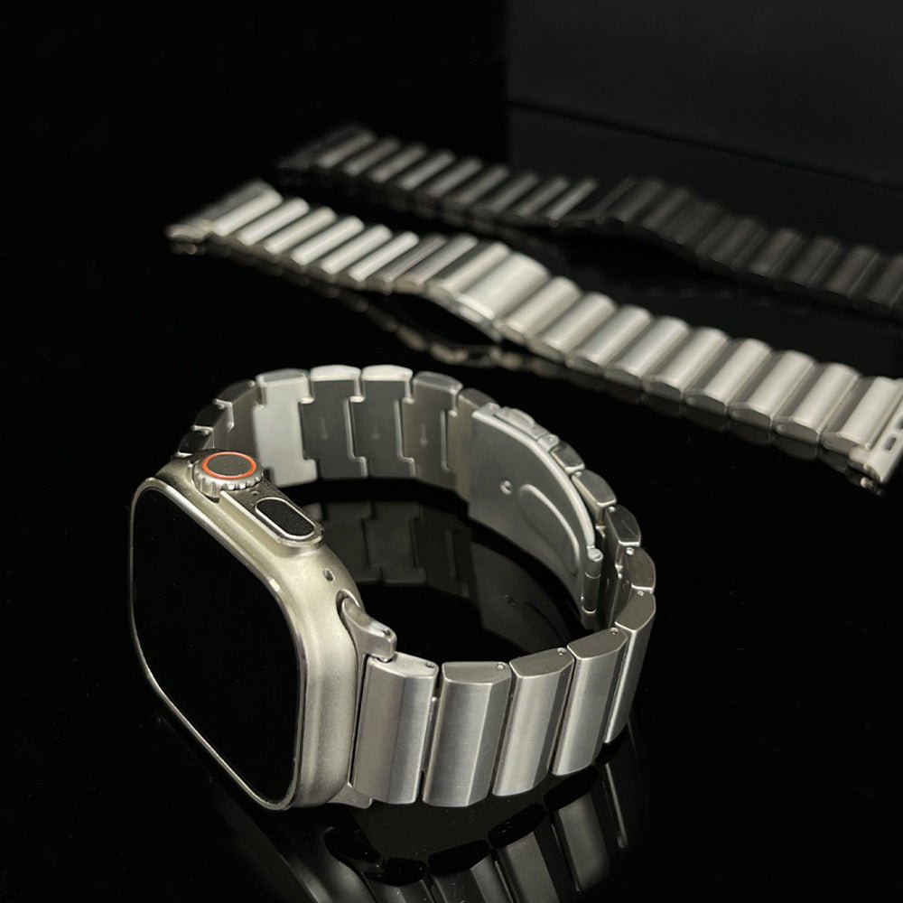 [Titanium Alloy Watch Band] Suitable for 49mm Apple Ultra Watch, smart watch stainless steel metal band, magnetic folding buckle - URANBATO