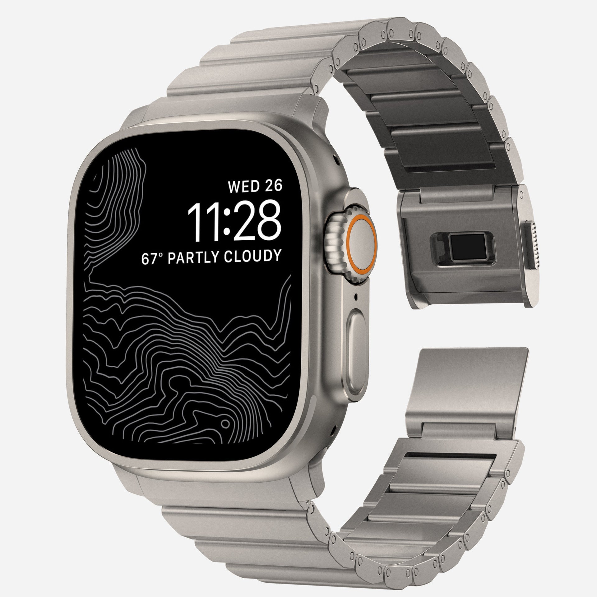 [Titanium Alloy Watch Band] Suitable for 49mm Apple Ultra Watch, smart watch stainless steel metal band, magnetic folding buckle - URANBATO