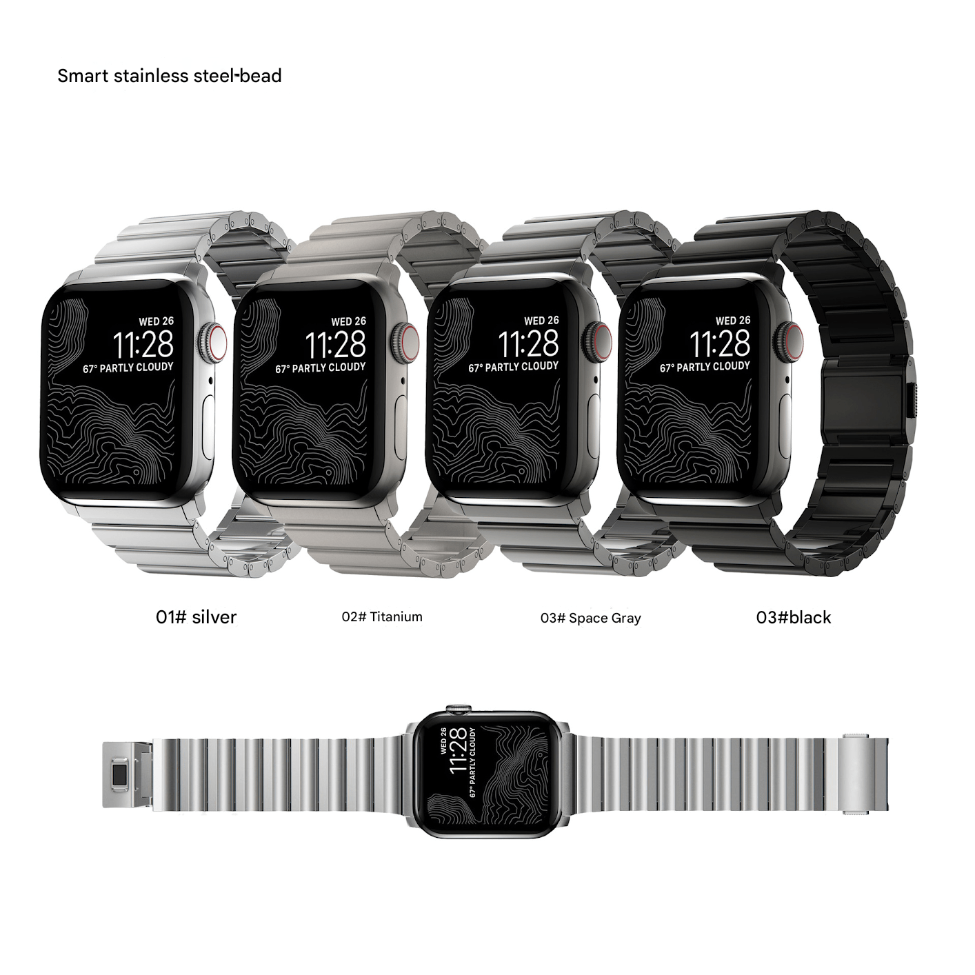 [Titanium Alloy Watch Band] Suitable for 49mm Apple Ultra Watch, smart watch stainless steel metal band, magnetic folding buckle - URANBATO