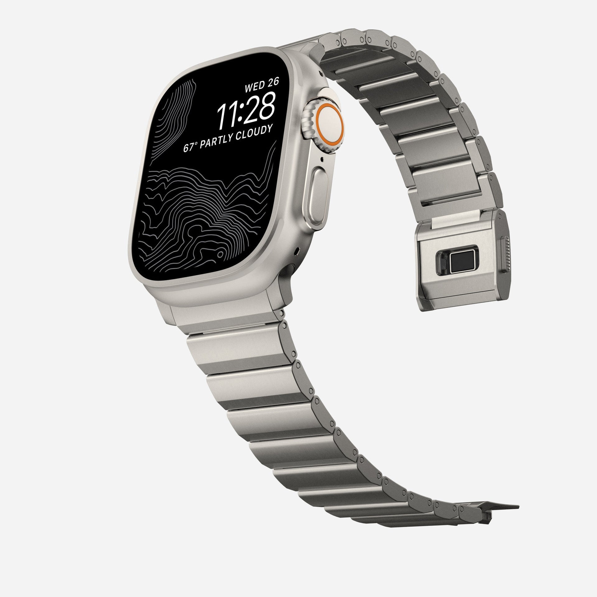[Titanium Alloy Watch Band] Suitable for 49mm Apple Ultra Watch, smart watch stainless steel metal band, magnetic folding buckle - URANBATO