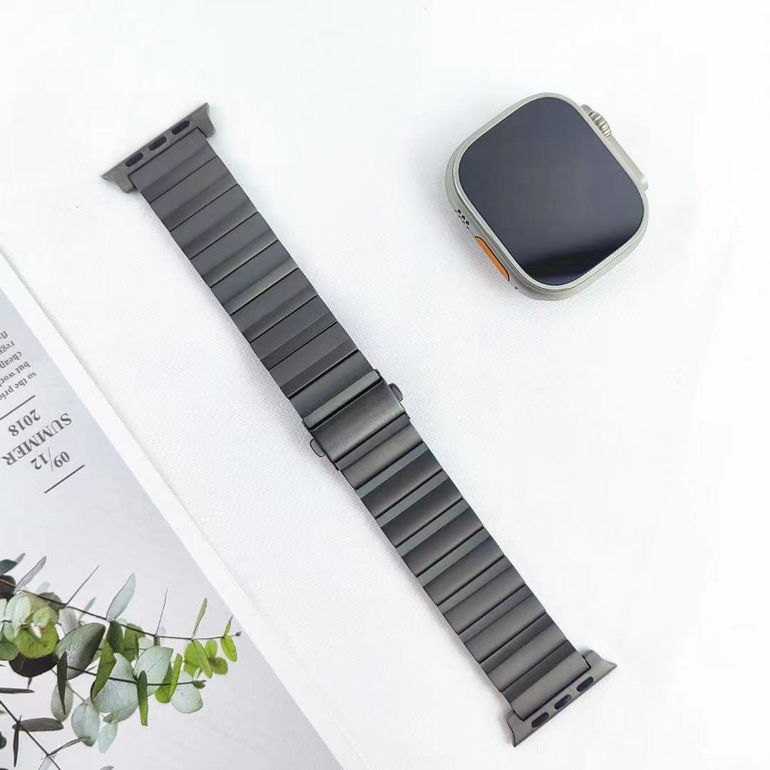 [Titanium Alloy Watch Band] Suitable for 49mm Apple Ultra Watch, smart watch stainless steel metal band, magnetic folding buckle - URANBATO