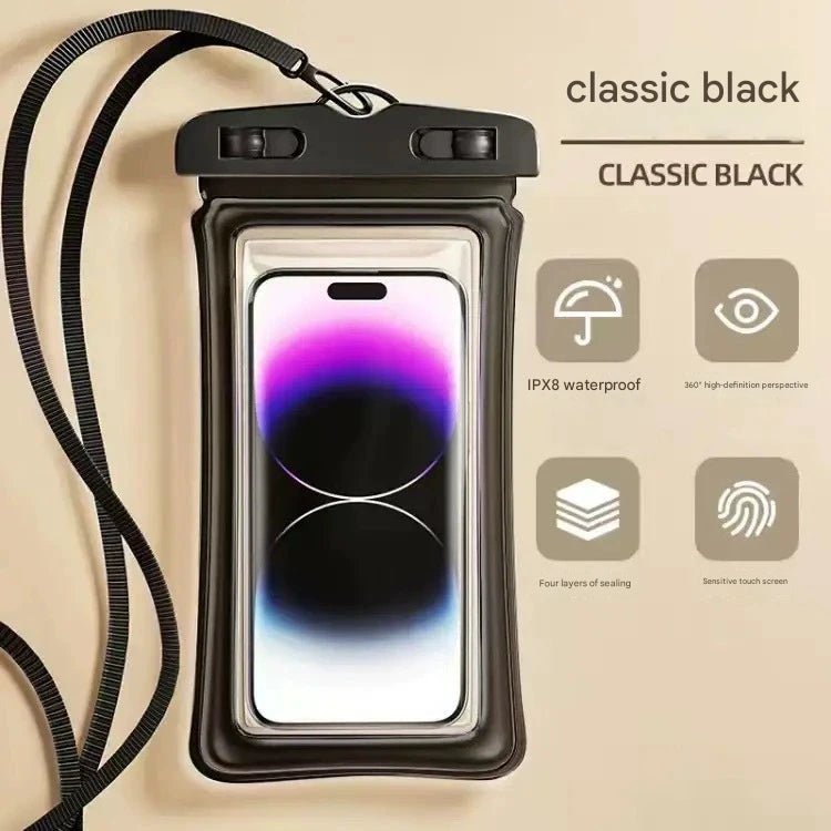 Touchscreen waterproof phone bag, airtight, and waterproof for beach diving,38g AirFloat System,Barehand Touch,20m Waterproof Self - Rescue Tech,Night Glow - URANBATO