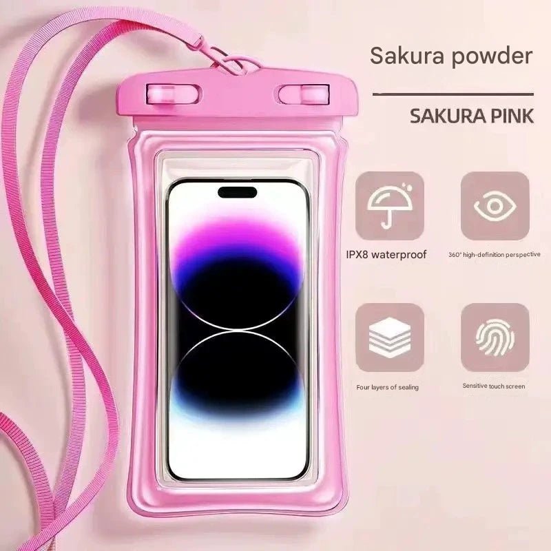 Touchscreen waterproof phone bag, airtight, and waterproof for beach diving,38g AirFloat System,Barehand Touch,20m Waterproof Self - Rescue Tech,Night Glow - URANBATO