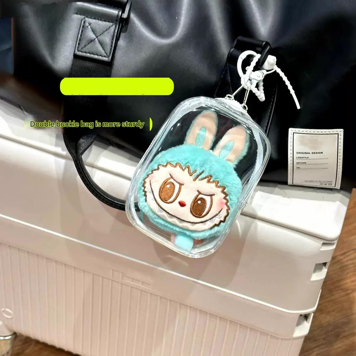 [Transparent protective case] Labubu second and third generation Labubu sitting party doll strolling small square box - URANBATO