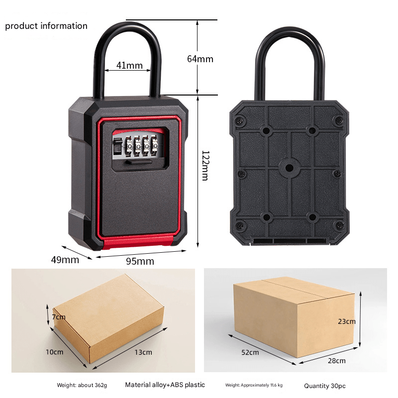 U - Hook Key Safe,10mm Cut - Proof Shackle,41mm Hook Gap Metal+ABS Composite,362g Lightweight, Mechanical Code Lock - URANBATO
