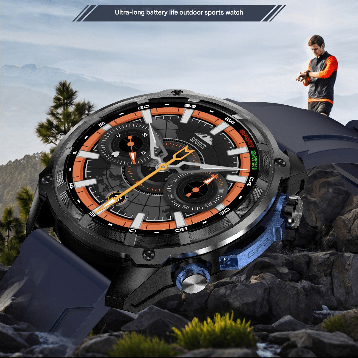 Ultra - long battery life outdoor sports watch, G1 smart watch GPS offline map album, heart rate monitoring blood oxygen detection sleep monitoring, compass voice assistant smart watch, USB data transfer - URANBATO