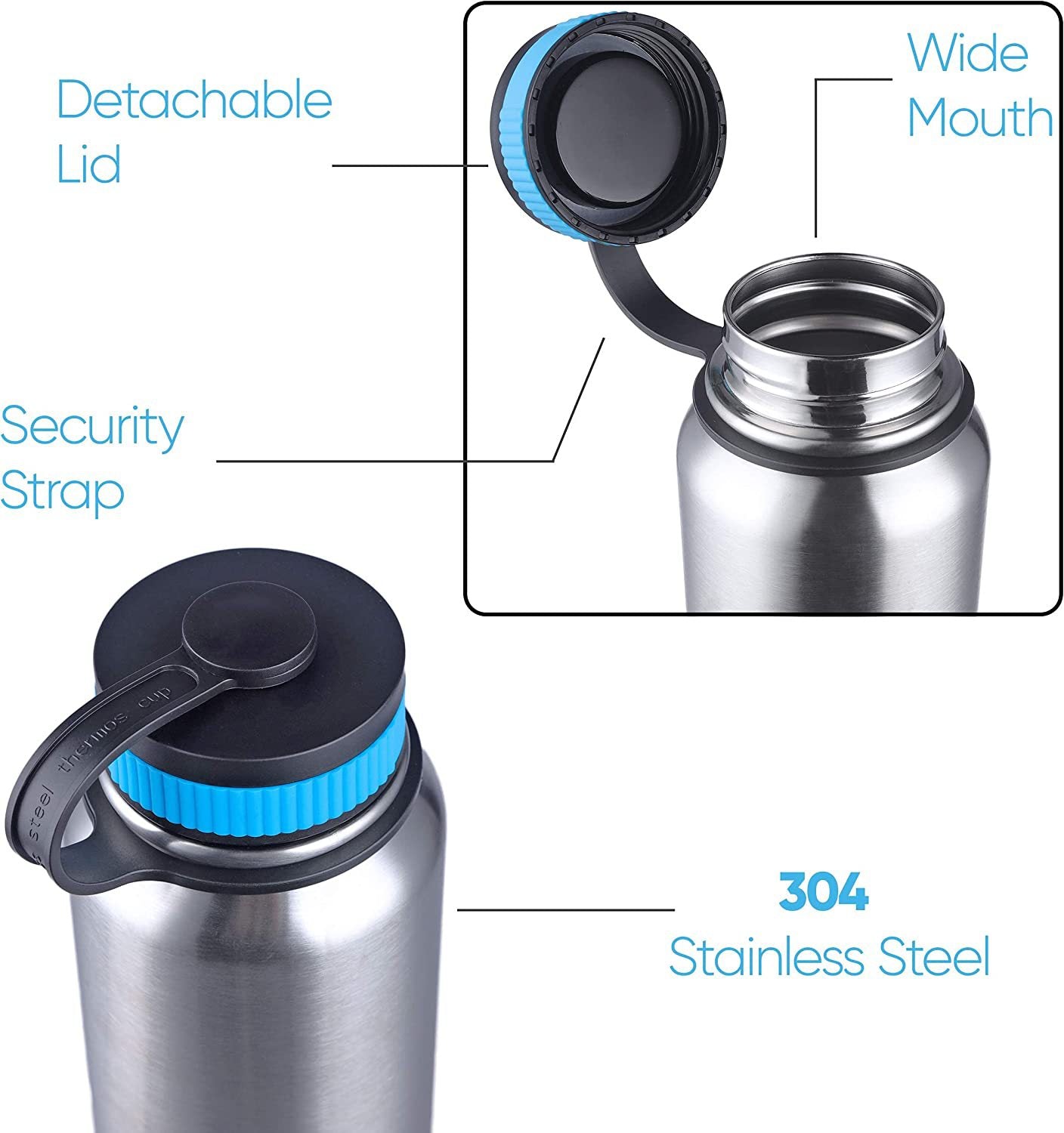 Uranbato Camping 1L stainless steel kettle + 750ML stainless steel folding water cup set, outdoor coffee cup with fish mouth support, camping water and rice boiling kettle set - URANBATO