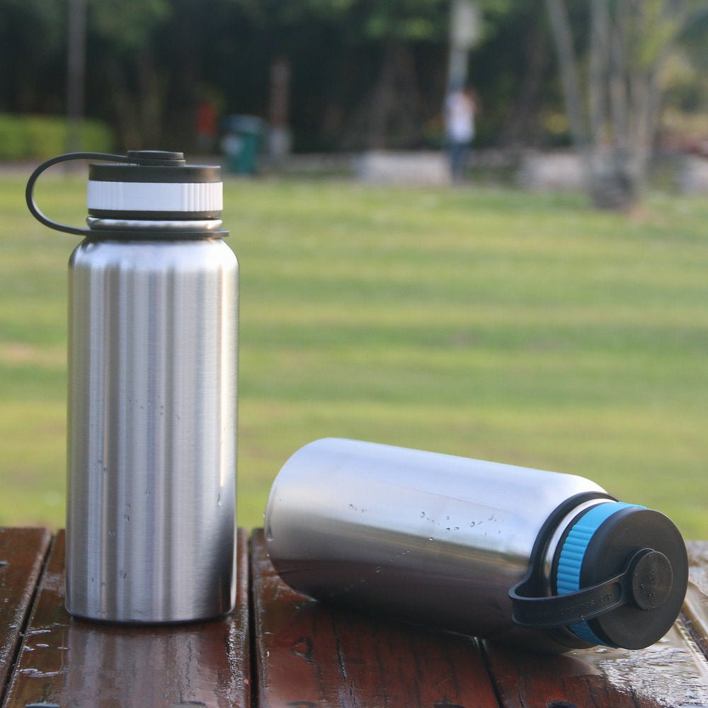 Uranbato Camping 1L stainless steel kettle + 750ML stainless steel folding water cup set, outdoor coffee cup with fish mouth support, camping water and rice boiling kettle set - URANBATO