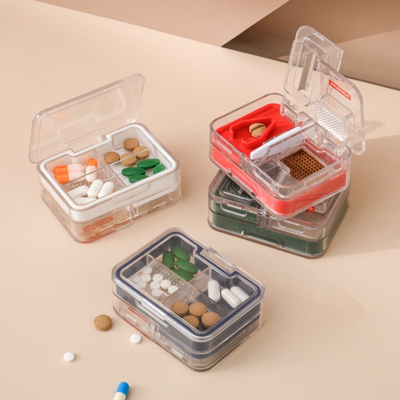 URANBATO Convenient medicine cutter and grinder compartment medicine box, moisture - proof sealed medicine box, medicine cutting + grinding + compartment medicine storage - URANBATO