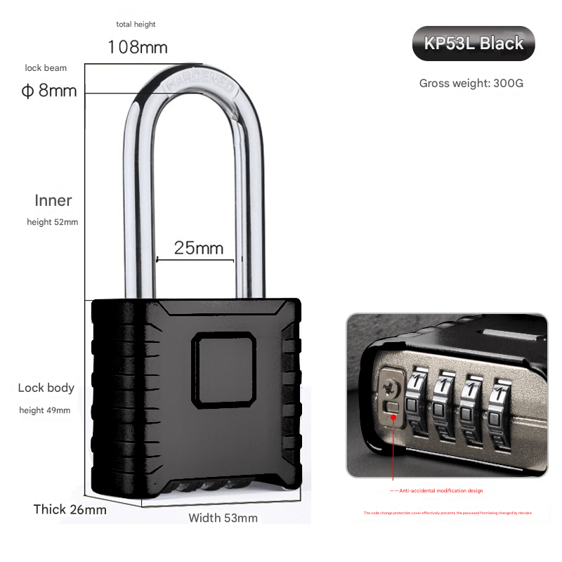 Uranbato Extended lock beam mechanical password lock, High - strength zinc alloy outdoor truck warehouse courtyard gate waterproof padlock - URANBATO