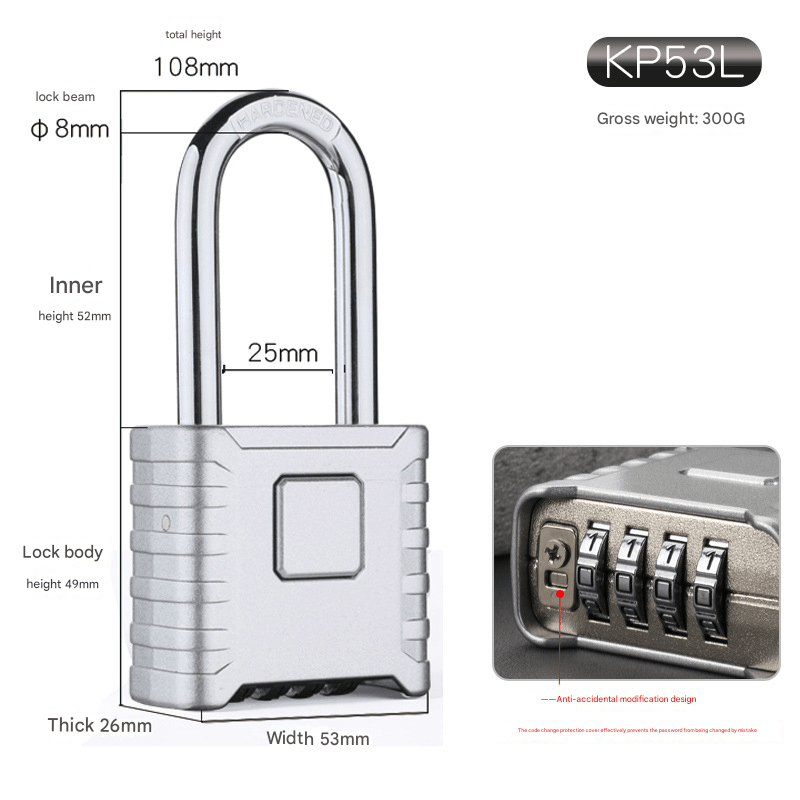 Uranbato Extended lock beam mechanical password lock, High - strength zinc alloy outdoor truck warehouse courtyard gate waterproof padlock - URANBATO