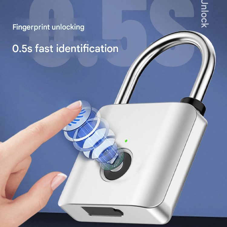 Uranbato Smart fingerprint padlock with full metal body, home warehouse courtyard gate lock, student dormitory cabinet small padlock - URANBATO
