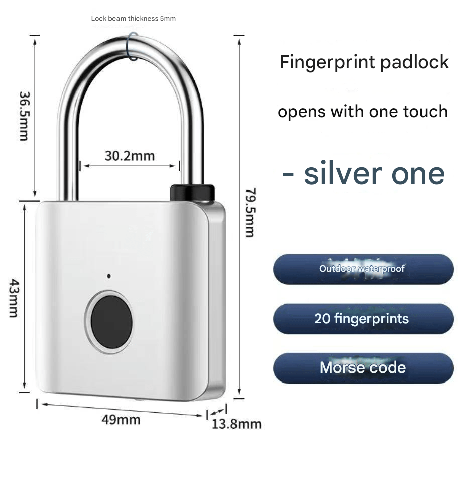 Uranbato Smart fingerprint padlock with full metal body, home warehouse courtyard gate lock, student dormitory cabinet small padlock - URANBATO