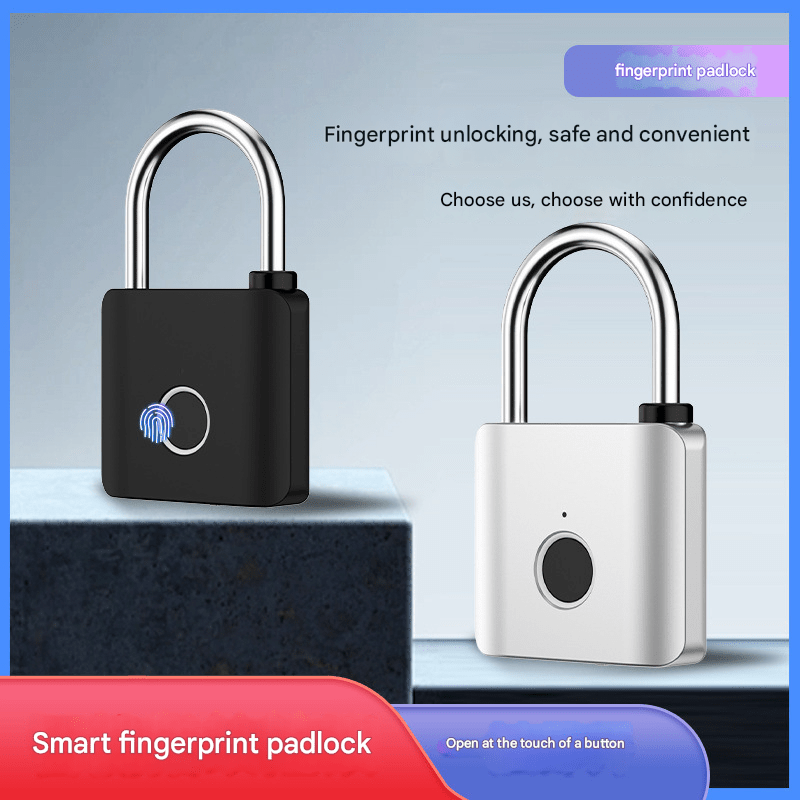 Uranbato Smart fingerprint padlock with full metal body, home warehouse courtyard gate lock, student dormitory cabinet small padlock - URANBATO