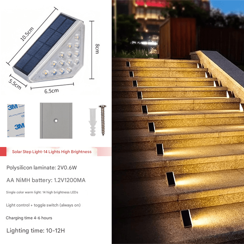 URANBATO Solar stair lights, step lighting, courtyard garden atmosphere balcony solar footlights, lawn solar buried lights - URANBATO