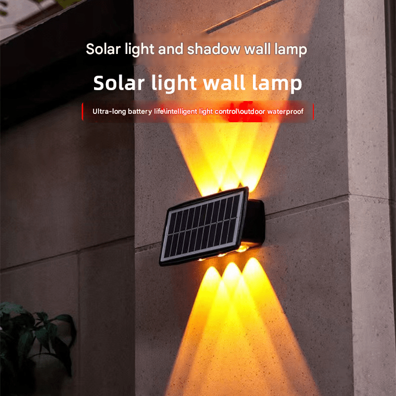 Villa solar wall washer light, outdoor waterproof LED wall light, garden exterior wall gate post fence upper and lower double head spotlight - URANBATO