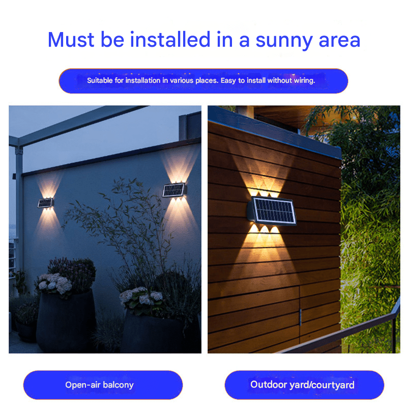 Villa solar wall washer light, outdoor waterproof LED wall light, garden exterior wall gate post fence upper and lower double head spotlight - URANBATO