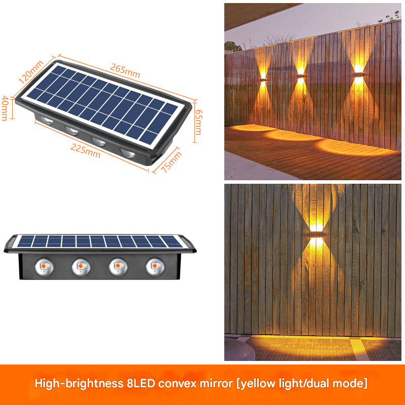 Villa solar wall washer light, outdoor waterproof LED wall light, garden exterior wall gate post fence upper and lower double head spotlight - URANBATO
