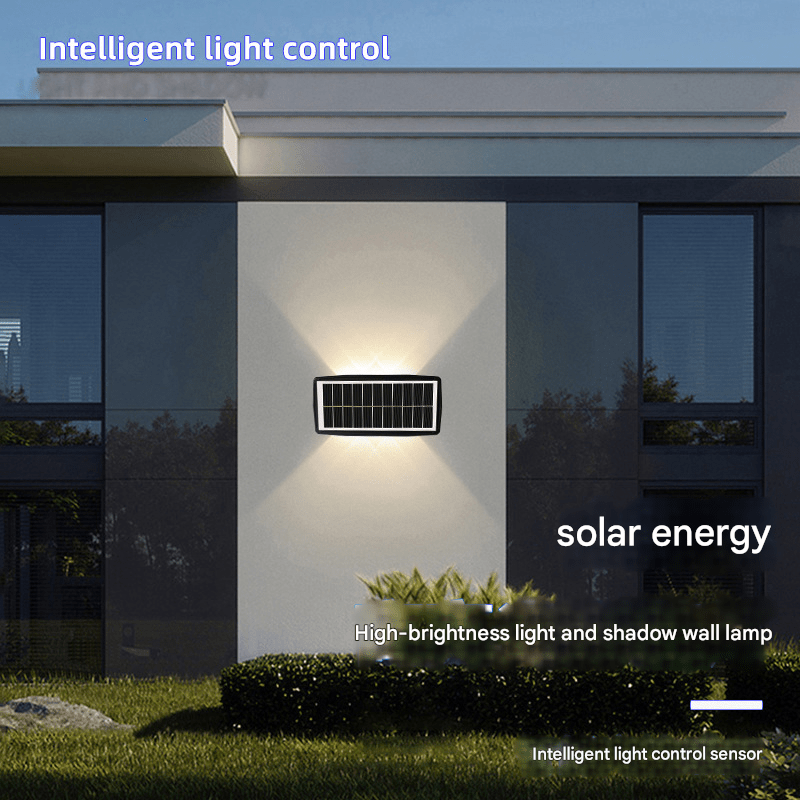 Villa solar wall washer light, outdoor waterproof LED wall light, garden exterior wall gate post fence upper and lower double head spotlight - URANBATO