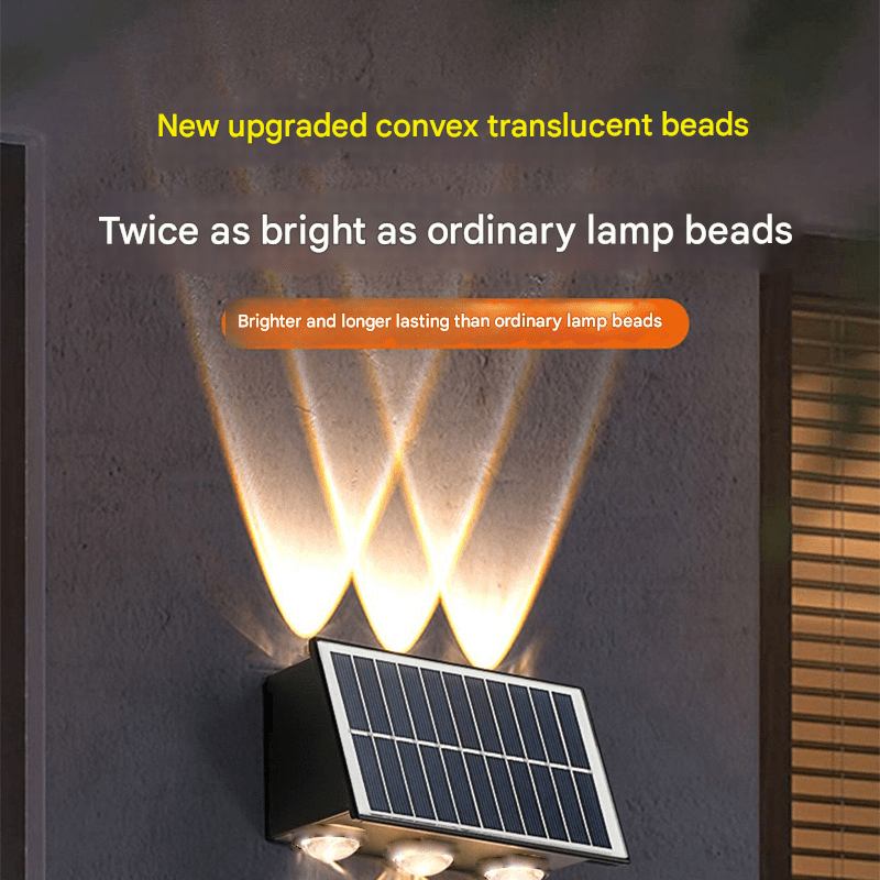 Villa solar wall washer light, outdoor waterproof LED wall light, garden exterior wall gate post fence upper and lower double head spotlight - URANBATO