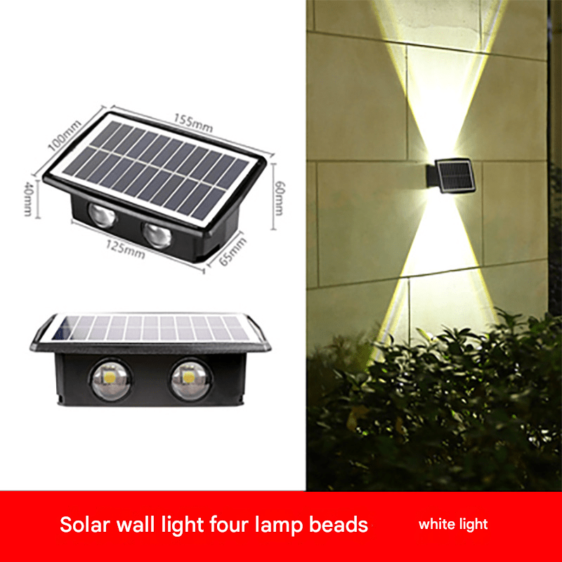 Villa solar wall washer light, outdoor waterproof LED wall light, garden exterior wall gate post fence upper and lower double head spotlight - URANBATO