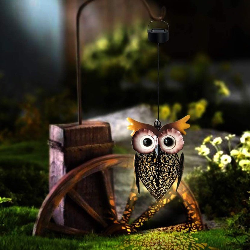 Wrought Iron Owl Solar Light,60,000 - Hour Guardian,0.06W Ultra - low energy consumption｜IP65 Stormproof｜Laser - Cut Art Light｜380g Feather Art - URANBATO